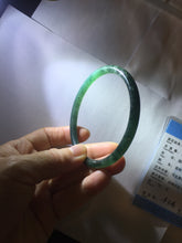 Load image into Gallery viewer, 61mm Certified Type A 100% Natural dark green/blue/gray Guatemala slim round cut Jadeite bangle PD176-2495
