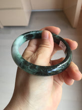 Load image into Gallery viewer, 58mm Certificate dark green/black/white sunny green/purple jadeite jade bangle BP27-4053
