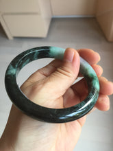 Load image into Gallery viewer, 58mm Certificate dark green/black/white sunny green/purple jadeite jade bangle BP27-4053
