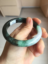 Load image into Gallery viewer, 58mm Certificate dark green/black/white sunny green/purple jadeite jade bangle BP27-4053
