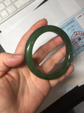 Load image into Gallery viewer, 57mm certified 100% Natural dark green black (碧玉) nephrite Jade bangle HT109-1574
