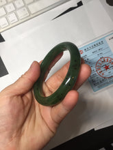 Load image into Gallery viewer, 57mm certified 100% Natural dark green black (碧玉) nephrite Jade bangle HT109-1574
