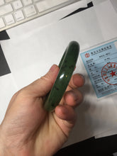 Load image into Gallery viewer, 57mm certified 100% Natural dark green black (碧玉) nephrite Jade bangle HT109-1574
