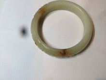 Load image into Gallery viewer, 53.8mm 100% Natural yellow/orange carved daisies Xiu Jade (Serpentine) bangle XY7
