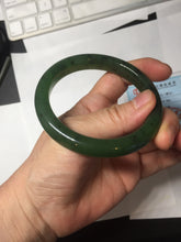 Load image into Gallery viewer, 57mm certified 100% Natural dark green black (碧玉) nephrite Jade bangle HT109-1574
