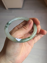 Load image into Gallery viewer, 52mm certified type A 100% Natural green/white with floating flowers slim oval jadeite jade bangle BP26-2670
