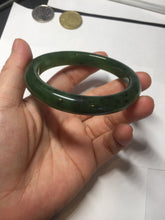 Load image into Gallery viewer, 57mm certified 100% Natural dark green black (碧玉) nephrite Jade bangle HT109-1574
