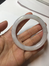 Load image into Gallery viewer, 54.5mm certified 100% natural Type A icy watery light green/white round cut jadeite jade bangle PB103-(4324)
