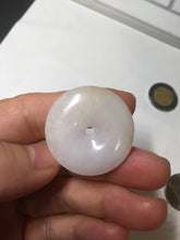 Load image into Gallery viewer, 29.4/6.7mm Type A 100% Natural light purple yellow Jadeite Jade Safety Guardian Button donuts Pendant BP113
