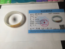 Load image into Gallery viewer, 50mm Certified Type A 100% Natural yellow/white oval shape Jadeite Jade bangle AY16-0762
