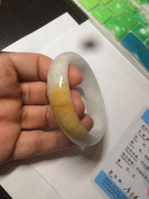 Load image into Gallery viewer, 50mm Certified Type A 100% Natural yellow/white oval shape Jadeite Jade bangle AY16-0762
