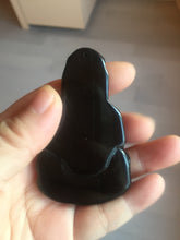 Load image into Gallery viewer, 100% Natural dark green/black jadeite jade(Mocui, 墨翠) GuanYin(观音) Pendant/handhold worry stone BL142
