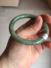 Load image into Gallery viewer, 50.5mm certificated Type A 100% Natural dark green/gray round cut oval Jadeite Jade bangle D157-5372
