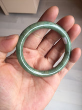 Load image into Gallery viewer, 50.5mm certificated Type A 100% Natural dark green/gray round cut oval Jadeite Jade bangle D157-5372
