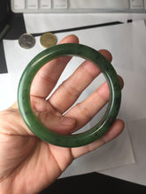 Load image into Gallery viewer, 57mm certified 100% Natural dark green black (碧玉) nephrite Jade bangle HT109-1574

