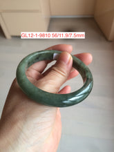 Load image into Gallery viewer, 56-57mm Type A 100% Natural dark green/black Jadeite Jade bangle (with defects) group GL12
