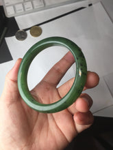 Load image into Gallery viewer, 57mm certified 100% Natural dark green black (碧玉) nephrite Jade bangle HT109-1574
