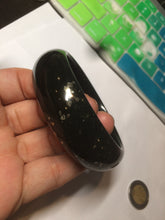 Load image into Gallery viewer, 59.7mm 100% Natural dark green/black meteorite nephrite Hetian Jade bangle XY12
