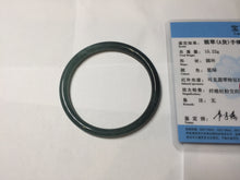 Load image into Gallery viewer, 54.5mm Certified Type A 100% Natural dark green/blue/gray Guatemala slim round cut Jadeite bangle PD180-2494
