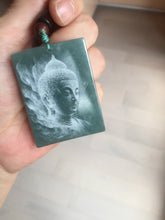 Load image into Gallery viewer, 100% Natural type A green/blue/gray Guatemala jadeite Jade shadow carving buddha pendant necklace BP114
