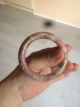 Load image into Gallery viewer, 52.3mm 100% natural pink/golden round cut rose stone (Rhodonite)bangle XY78

