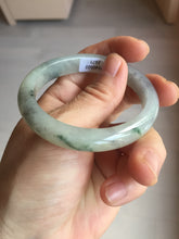 Load image into Gallery viewer, 48mm Certified 100% natural Type A black/white(wuji) with flying green flowers oval jadeite jade bangle BP24-2671
