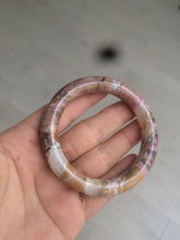 Load image into Gallery viewer, 52.3mm 100% natural pink/golden round cut rose stone (Rhodonite)bangle XY78
