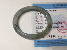 Load image into Gallery viewer, 51mm certified Type A 100% Natural icy watery dark green black(WuJi) oval Jadeite Jade bangle BM110-2672
