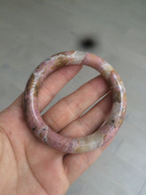 Load image into Gallery viewer, 52.3mm 100% natural pink/golden round cut rose stone (Rhodonite)bangle XY78
