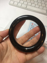 Load image into Gallery viewer, 61.4mm certified 100% Natural black(MO YU 墨玉) meteorite Stellar Night sky chubby round cut nephrite bangle HF118-8245
