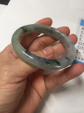 Load image into Gallery viewer, 51mm certified Type A 100% Natural icy watery dark green black(WuJi) oval Jadeite Jade bangle BM110-2672
