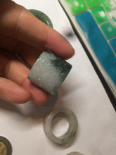 Load image into Gallery viewer, 100% Natural type A craved ancient Chinese characters jadeite jade broad ring AS80
