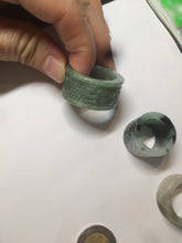 Load image into Gallery viewer, 100% Natural type A craved ancient Chinese characters jadeite jade broad ring AS80
