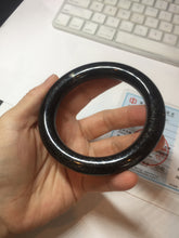 Load image into Gallery viewer, 61.4mm certified 100% Natural black(MO YU 墨玉) meteorite Stellar Night sky chubby round cut nephrite bangle HF118-8245

