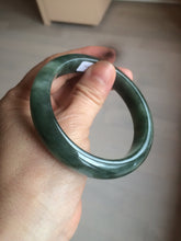 Load image into Gallery viewer, 卖了  57.7mm Certified Type A 100% Natural oily dark green/black/white Jadeite Jade bangle AM86-0393
