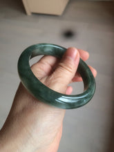 Load image into Gallery viewer, 卖了  57.7mm Certified Type A 100% Natural oily dark green/black/white Jadeite Jade bangle AM86-0393
