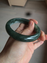 Load image into Gallery viewer, 卖了  57.7mm Certified Type A 100% Natural oily dark green/black/white Jadeite Jade bangle AM86-0393
