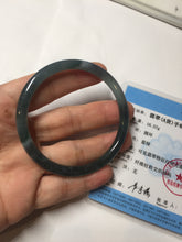 Load image into Gallery viewer, 54.8mm Certified Type A 100% Natural dark green/blue/gray Guatemala slim round cut Jadeite bangle PD182-2480
