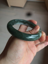 Load image into Gallery viewer, 卖了  57.7mm Certified Type A 100% Natural oily dark green/black/white Jadeite Jade bangle AM86-0393
