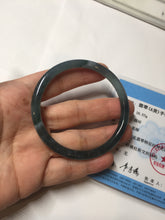 Load image into Gallery viewer, 54.8mm Certified Type A 100% Natural dark green/blue/gray Guatemala slim round cut Jadeite bangle PD182-2480
