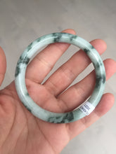 Load image into Gallery viewer, 57.9mm certified Type A 100% Natural light green with floating green flowers round cut Jadeite Jade bangle AU12-3021
