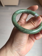 Load image into Gallery viewer, 55.5mm Certified Type A 100% Natural  dark green/gray round cut Jadeite Jade bangle D155-5370
