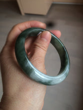 Load image into Gallery viewer, 卖了  57.7mm Certified Type A 100% Natural oily dark green/black/white Jadeite Jade bangle AM86-0393
