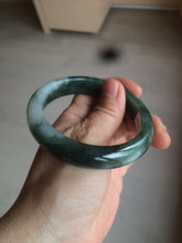 Load image into Gallery viewer, 卖了  57.7mm Certified Type A 100% Natural oily dark green/black/white Jadeite Jade bangle AM86-0393
