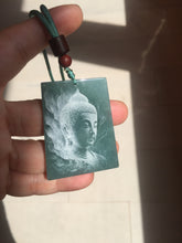 Load image into Gallery viewer, 100% Natural type A green/blue/gray Guatemala jadeite Jade shadow carving buddha pendant necklace BP114
