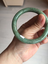 Load image into Gallery viewer, 55.5mm Certified Type A 100% Natural  dark green/gray round cut Jadeite Jade bangle D155-5370
