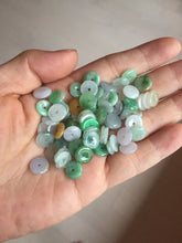 Load image into Gallery viewer, 8.5-9mm 100% Natural type A icy watery sunny green purple yellow safe and sound donut jadeite Jade dangling earring group BQ39
