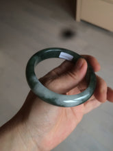 Load image into Gallery viewer, 卖了  57.7mm Certified Type A 100% Natural oily dark green/black/white Jadeite Jade bangle AM86-0393
