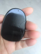 Load image into Gallery viewer, 100% Natural clear dark green/black jadeite jade(Mocui, 墨翠) Nezha(哪吒) defeated the dragon king Pendant/handhold worry stone BL139
