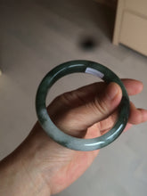 Load image into Gallery viewer, 卖了  57.7mm Certified Type A 100% Natural oily dark green/black/white Jadeite Jade bangle AM86-0393
